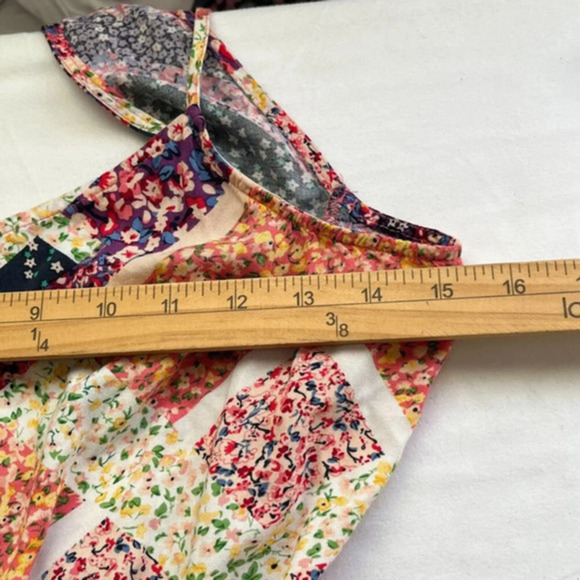 H & M Handkerchief Maxi Dress Sleeveless Size 4 Side Slit Patchwork Print Boho - Picture 10 of 16